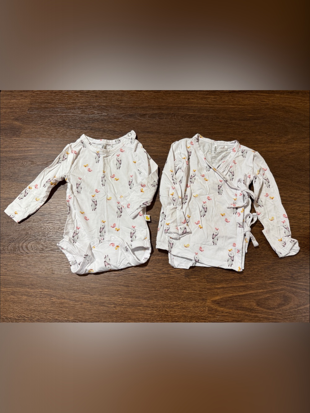 Posh Peanut Athena white Long-Sleeve Bodysuit & Wrap Top with Bunny’s